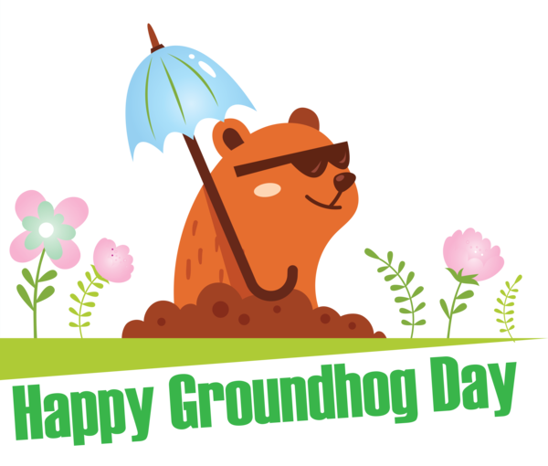 Transparent Groundhog Day Text Logo Happy for Groundhog for Groundhog Day