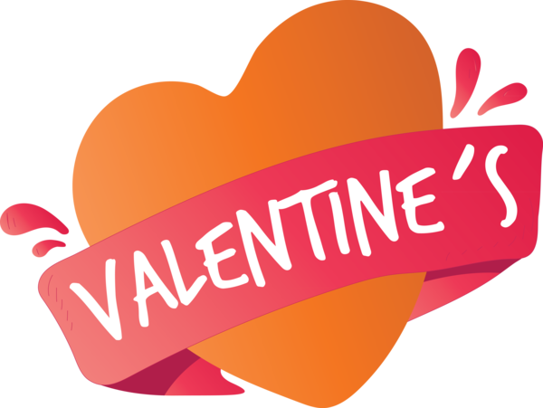 Transparent Valentine's Day Text Heart Orange for Valentines for Valentines Day