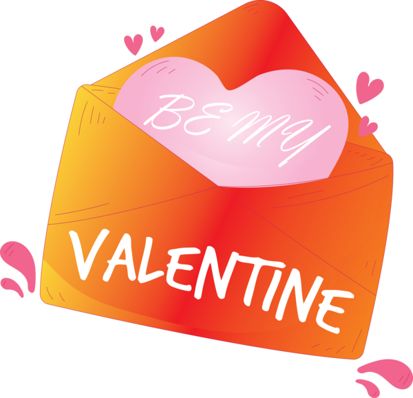 Transparent Valentine's Day Text Heart Orange for Valentines Day Envelope for Valentines Day