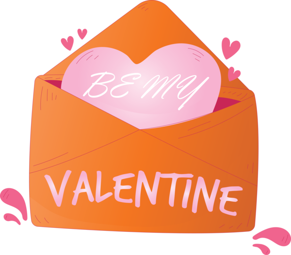 Transparent Valentine's Day Orange Text Heart for Valentines Day Envelope for Valentines Day