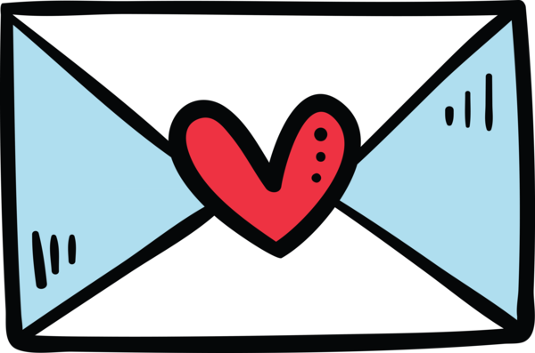 Transparent Valentine's Day Line Line art for Valentines Day Envelope for Valentines Day