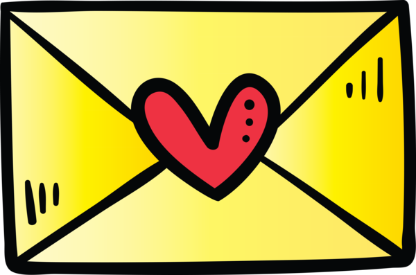 Transparent Valentine's Day Yellow Line Icon for Valentines Day Envelope for Valentines Day