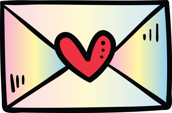 Transparent Valentine's Day Line Heart Line art for Valentines Day Envelope for Valentines Day