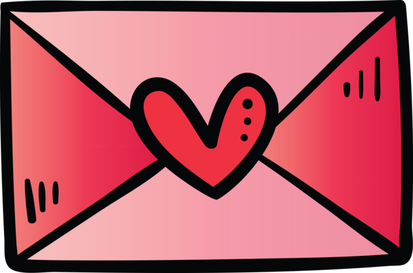 Transparent Valentine's Day Pink Heart Line for Valentines Day Envelope for Valentines Day