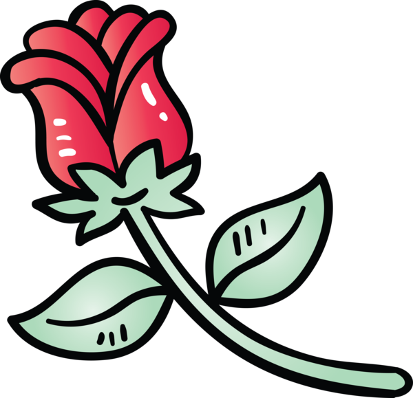 Transparent Valentine's Day Leaf Plant Line art for Rose for Valentines Day