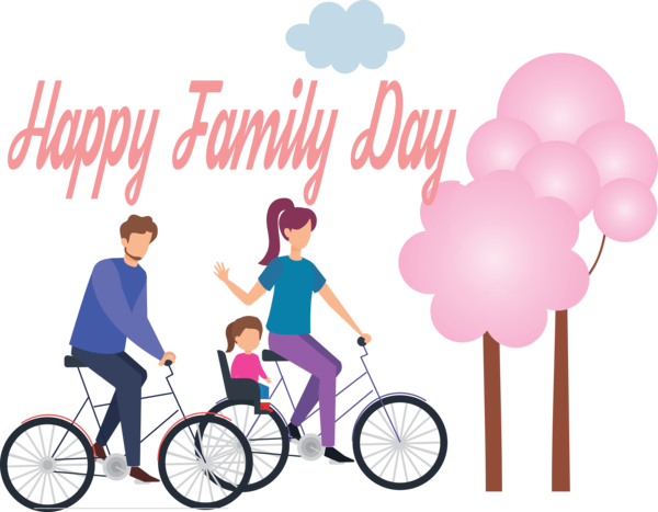 Transparent Family Day Pink Vehicle Bicycle for Happy Family Day for Family Day