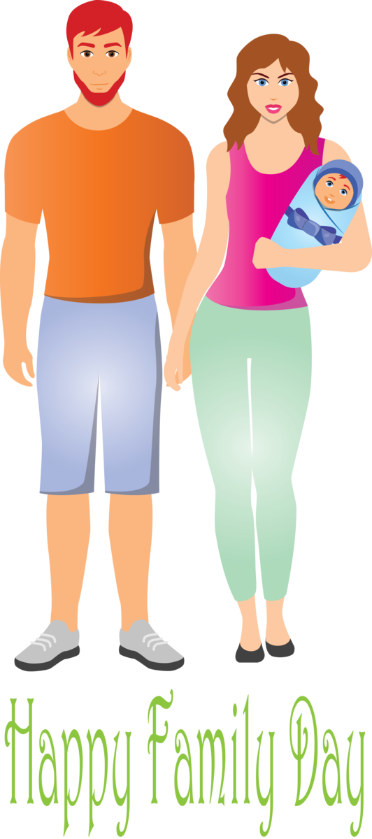 Transparent Family Day Cartoon Standing Muscle for Happy Family Day for Family Day