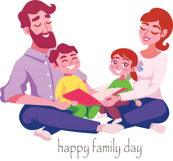 Transparent Family Day People Cartoon Sitting for Happy Family Day for Family Day