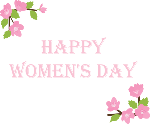 Transparent Women's Day Pink Text Flower for International Women's Day for Womens Day