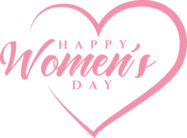 Transparent Women's Day Heart Text Pink for International Women's Day for Womens Day