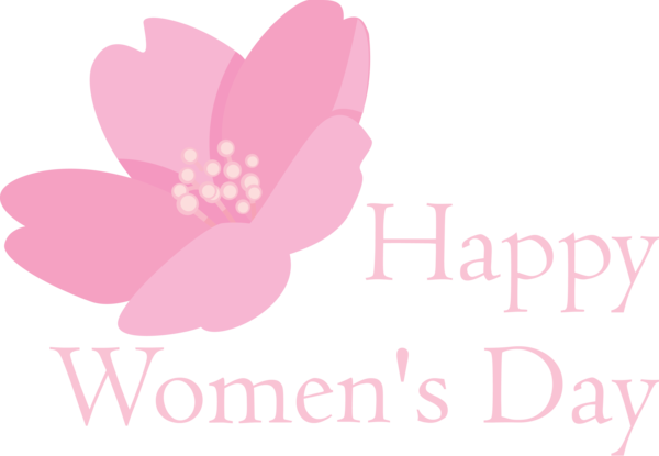 Transparent Women's Day Pink Petal Text for International Women's Day for Womens Day