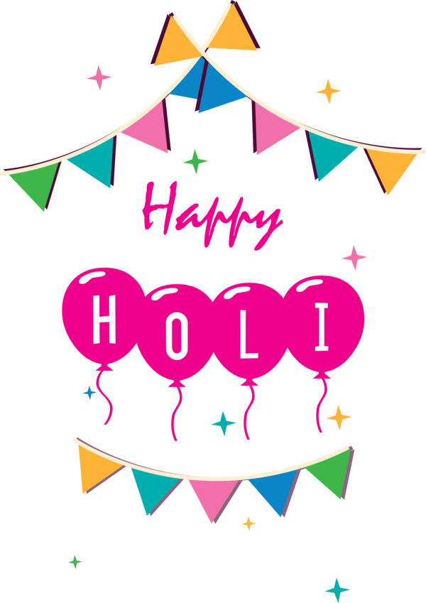 Transparent Holi Text Pink Font for Happy Holi for Holi