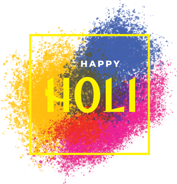 Transparent Holi Text Yellow Line for Happy Holi for Holi
