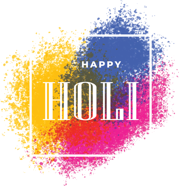 Transparent Holi Text Font Yellow for Happy Holi for Holi