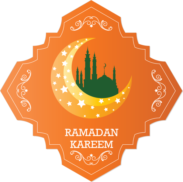 Transparent Ramadan Orange Logo Emblem for EID Ramadan for Ramadan