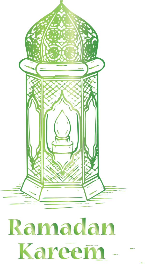 Transparent Ramadan Green Line art for Ramadan Lantern for Ramadan