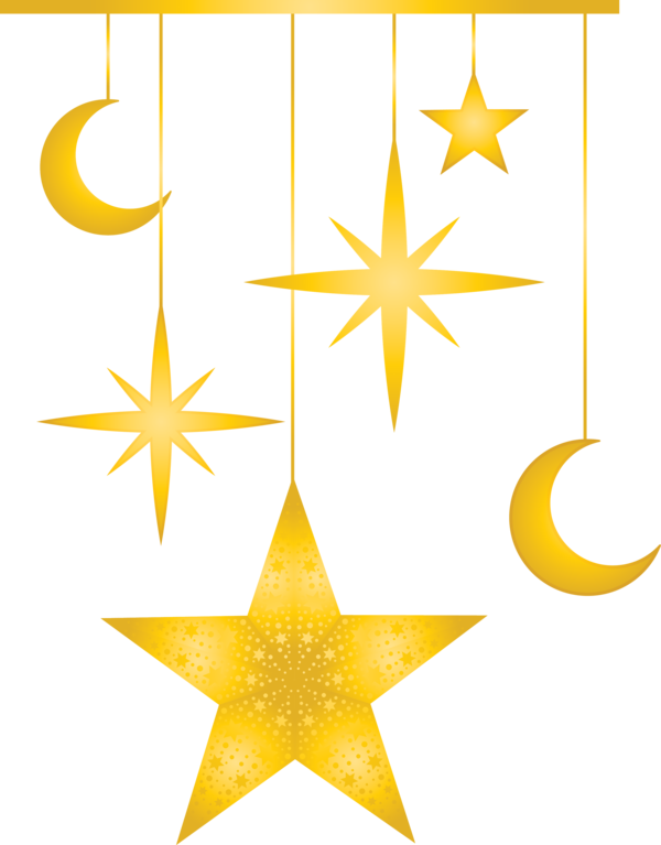 Transparent Ramadan Yellow Star for Ramadan Moon for Ramadan
