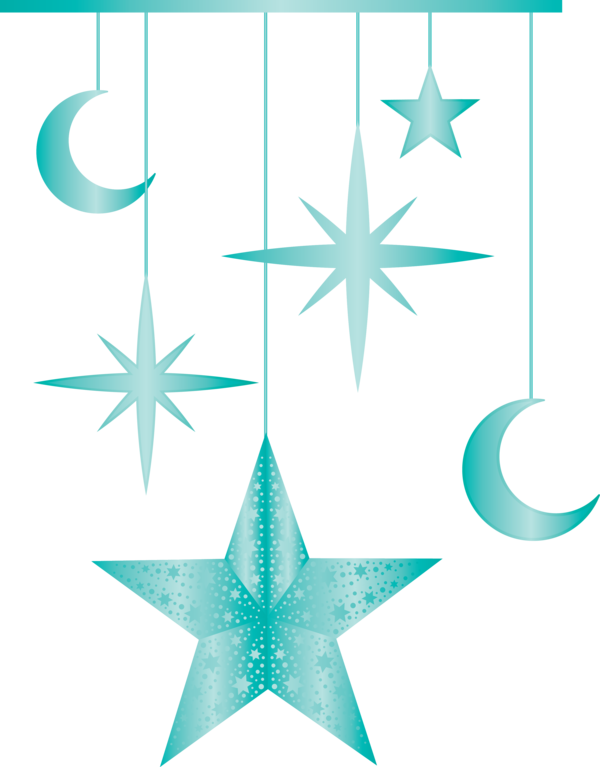 Transparent Ramadan Turquoise Star Pattern for Ramadan Moon for Ramadan