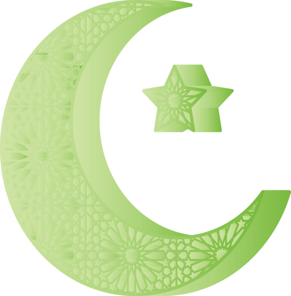Transparent Ramadan Green Circle Plant for Ramadan Moon for Ramadan