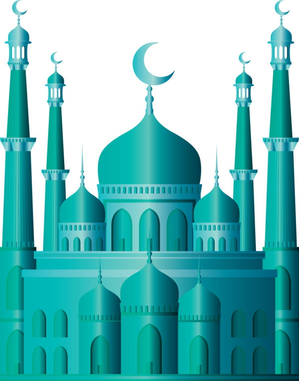 Transparent Ramadan Landmark Blue Green for Mosque for Ramadan
