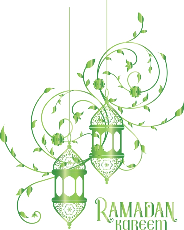 Transparent Ramadan Green Line art Leaf for Ramadan Lantern for Ramadan
