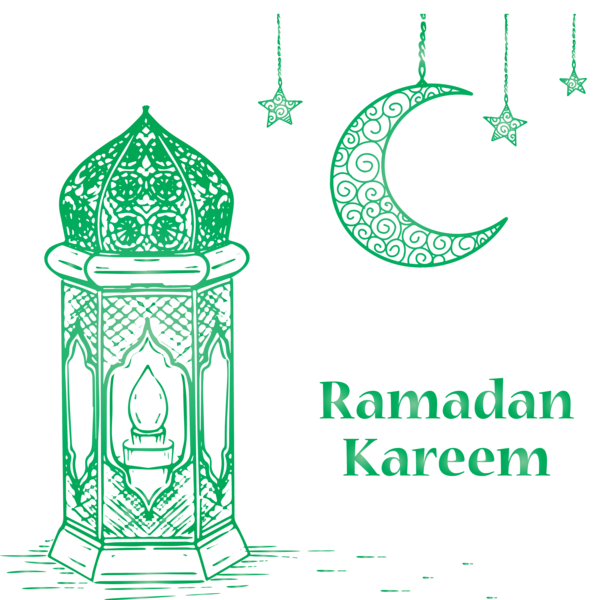 Transparent Ramadan Green Line Font for Ramadan Lantern for Ramadan