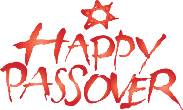 Transparent Passover Text Red Font for Happy Passover for Passover