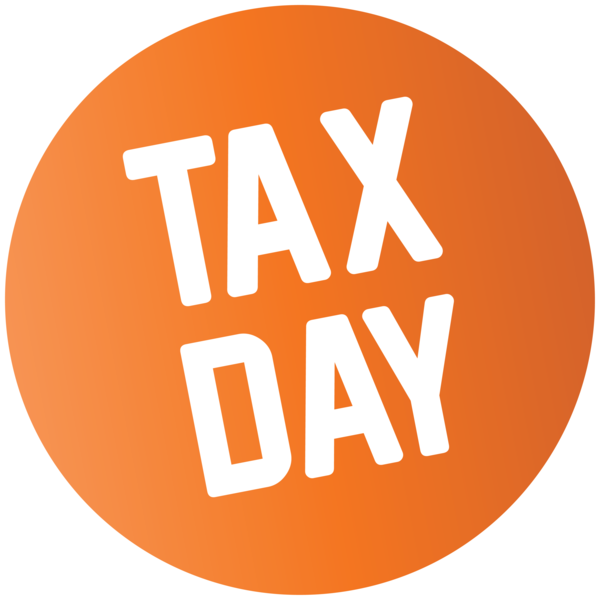 Transparent Tax Day Orange Text Logo for 15 April for Tax Day