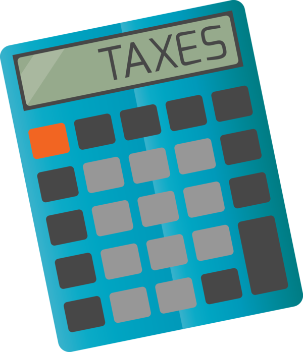 Transparent Tax Day Calculator Turquoise Office equipment for 15 April for Tax Day