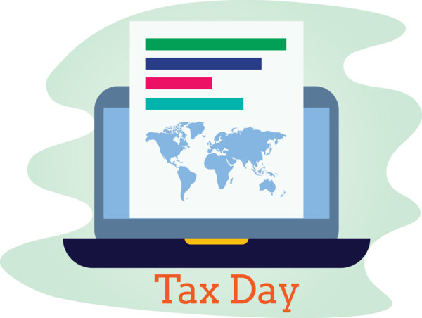 Transparent Tax Day Technology Logo World for 15 April for Tax Day