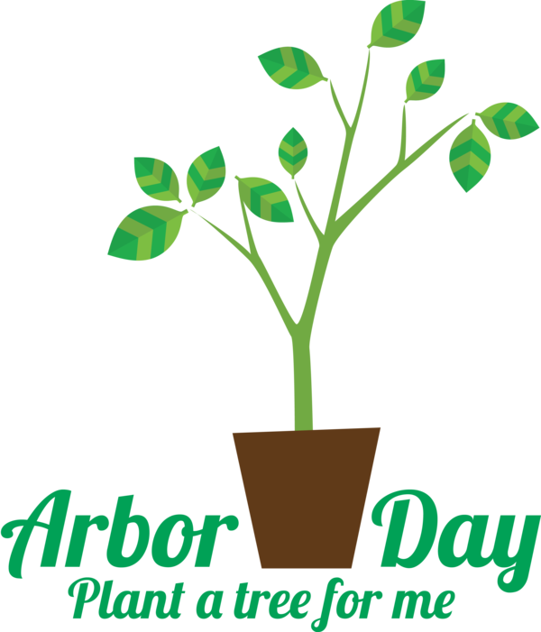Transparent Arbor Day Flowerpot Leaf Plant for Happy Arbor Day for Arbor Day