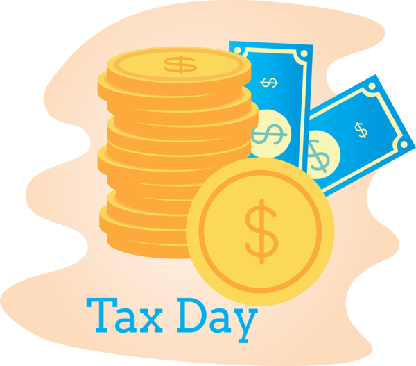 Transparent Tax Day Line Orange Font for 15 April for Tax Day