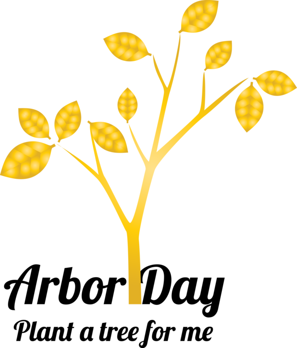 Transparent Arbor Day Yellow Leaf Font for Happy Arbor Day for Arbor Day