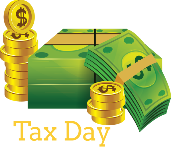 Transparent Tax Day Green Yellow Money for 15 April for Tax Day