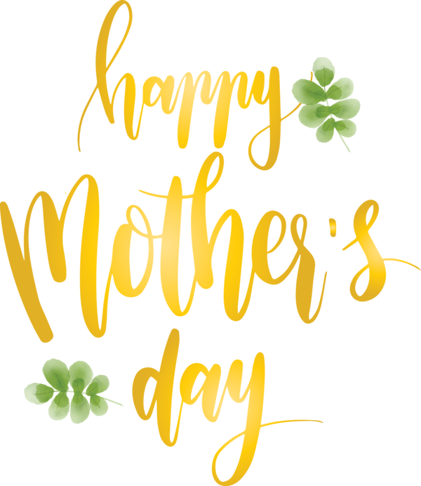 Transparent Mother's Day Text Font Leaf for Mothers Day Calligraphy for Mothers Day