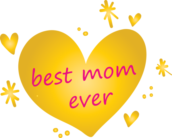 Transparent Mother's Day Heart Yellow Love for Mothers Day Calligraphy for Mothers Day