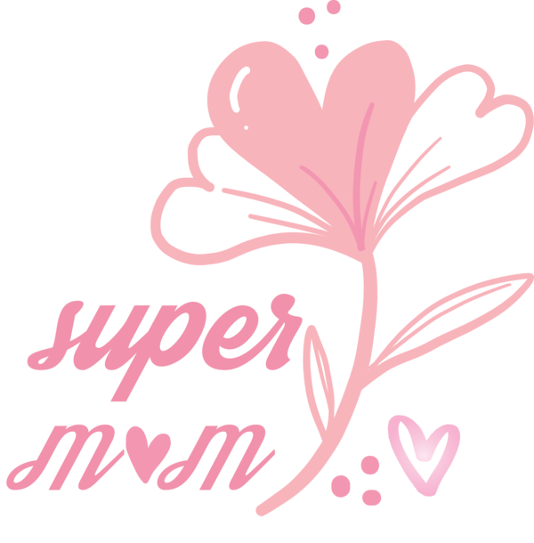 Transparent Mother's Day Pink Heart Text for Mothers Day Calligraphy for Mothers Day
