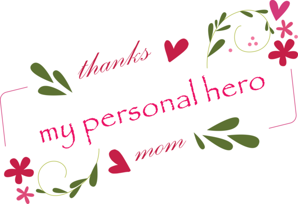 Transparent Mother's Day Text Pink Font for Happy Mother's Day for Mothers Day