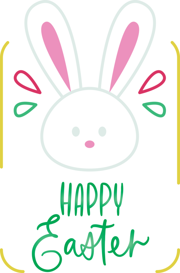 Transparent Easter Text Pink Easter bunny for Easter Day for Easter