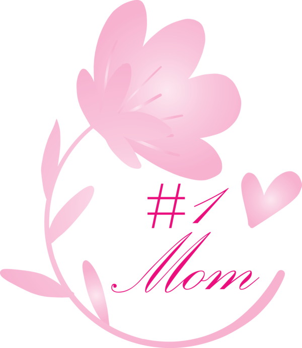 Transparent Mother's Day Pink Text Petal for Mothers Day Calligraphy for Mothers Day