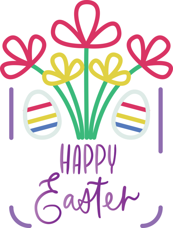 Transparent Easter Text Purple Font for Easter Day for Easter