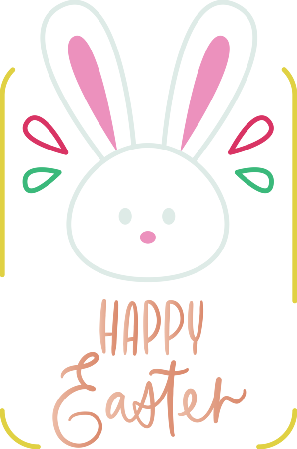 Transparent Easter Pink Text Easter bunny for Easter Day for Easter