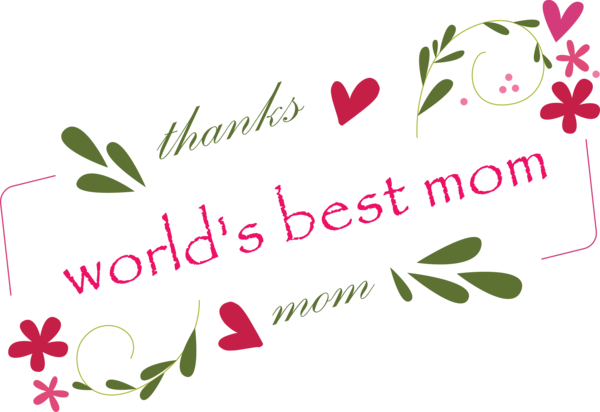 Transparent Mother's Day Text Pink Font for Happy Mother's Day for Mothers Day