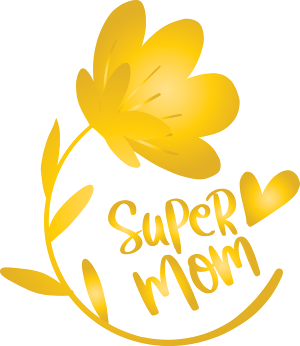 Transparent Mother's Day Yellow Logo Leaf for Mothers Day Calligraphy for Mothers Day