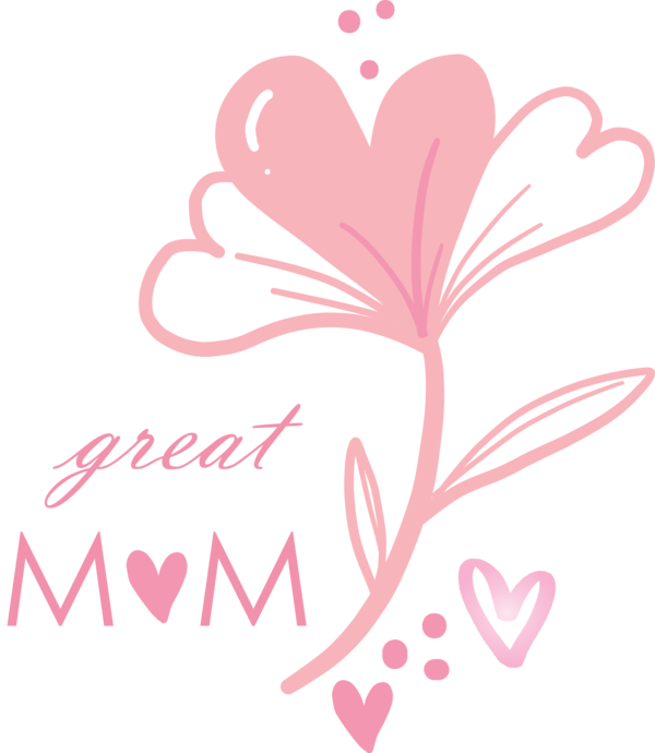 Transparent Mother's Day Heart Pink Text for Mothers Day Calligraphy for Mothers Day