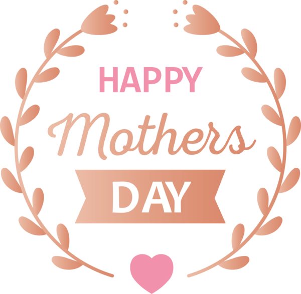 Transparent Mother's Day Text Heart Font for Happy Mother's Day for Mothers Day