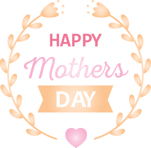 Transparent Mother's Day Text Heart Font for Happy Mother's Day for Mothers Day
