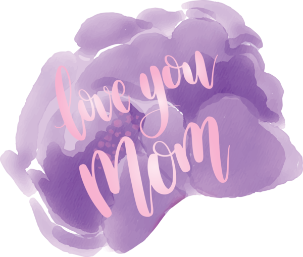 Transparent Mother's Day Violet Purple Text for Mothers Day Calligraphy for Mothers Day