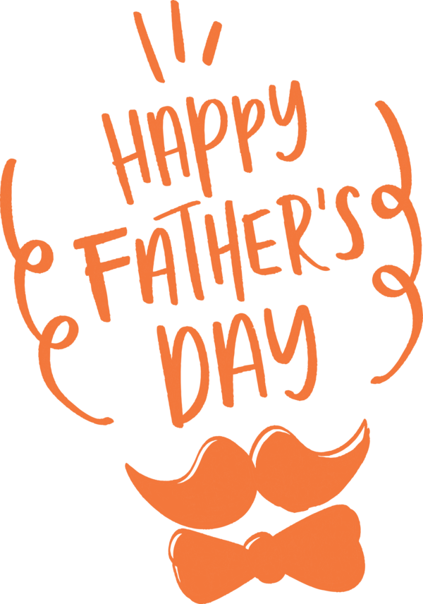 Transparent Father's Day Text Orange Font for Happy Father's Day for Fathers Day