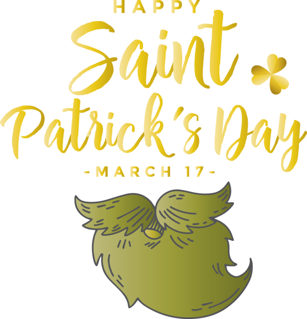 Transparent St. Patrick's Day Text Yellow Font for Saint Patrick for St Patricks Day